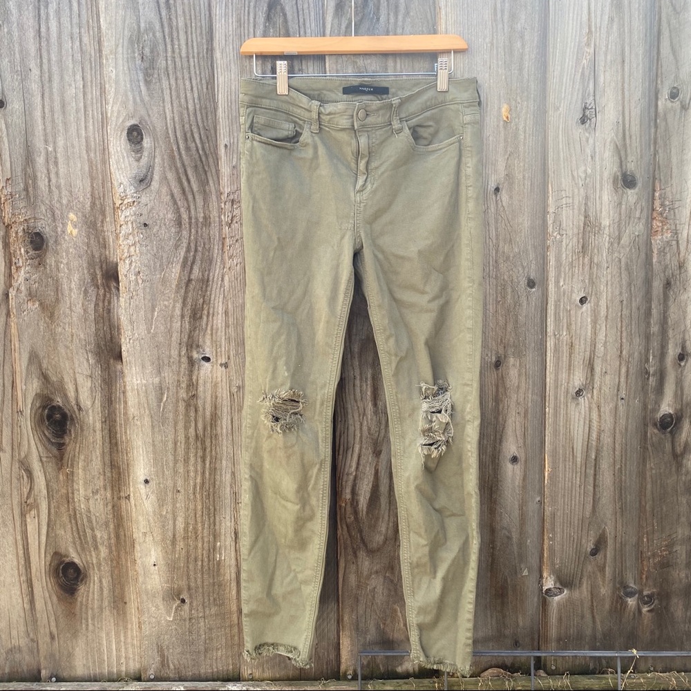 Army green skinny jeans